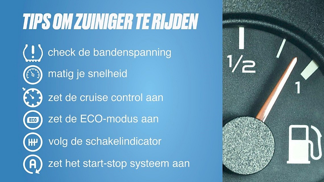 Tips voor zuiniger rijden